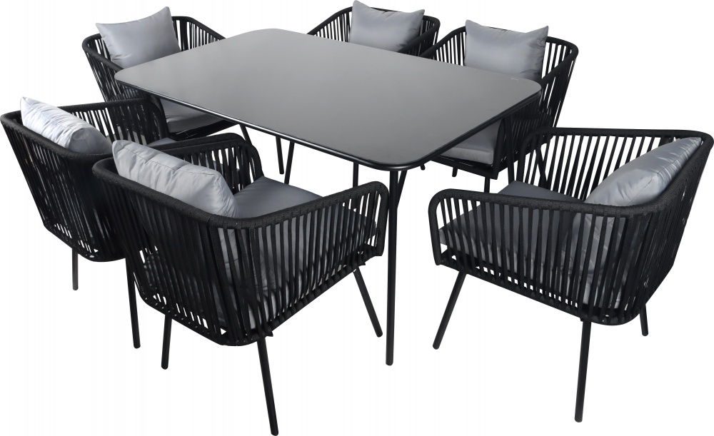 Комплект мебели Indigo Анетт стол 150*90*75см + 6 кресел 62*65*80см серый