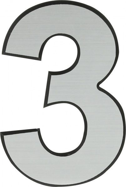 Цифра 3 пластик серебряный 50 мм