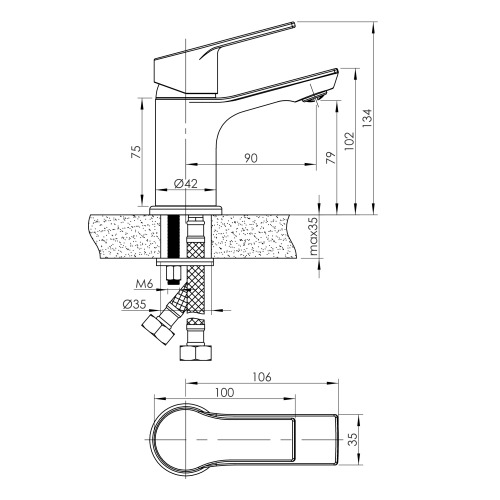 Змішувач для умивальника Imprese WITOW, хром, 35 мм