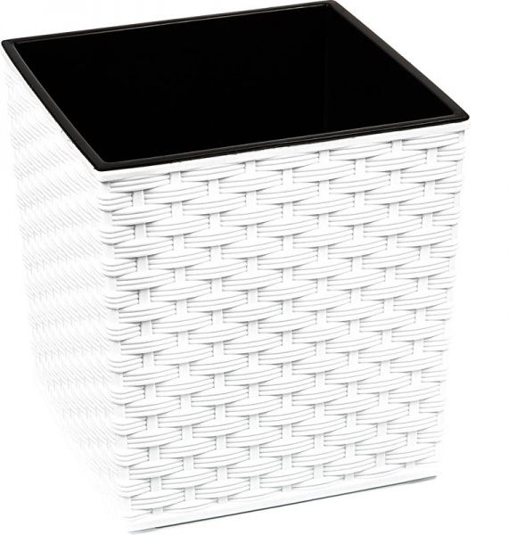 Горшок для цветов Lamela Юка 190 ротанг квадратный 6,1л белый 