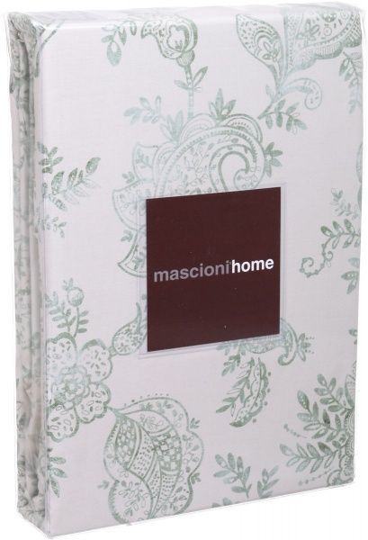 Комплект постельного белья Aria семейный зеленый с белым Mascioni 
