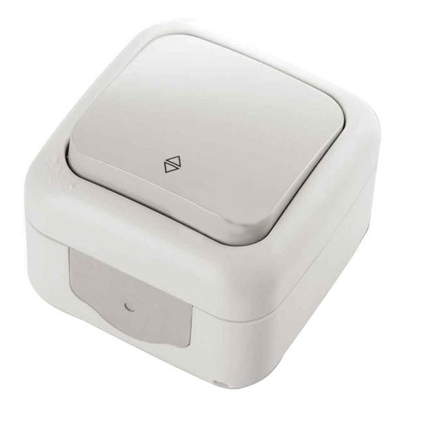 Выключатель одинарный проходной Viko Palmiye IP54 серый