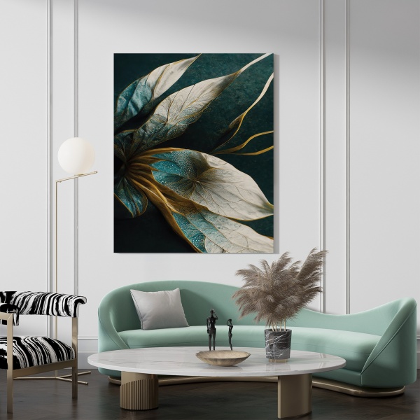 Картина на холсте Бирюзовые листья 80x110 см WS Holst 180323250 