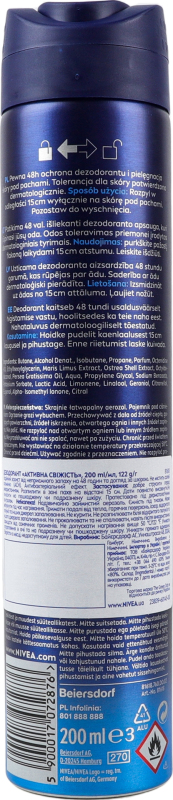Дезодорант-антиперспирант для мужчин Nivea Men Fresh active Активная свежесть 200 мл