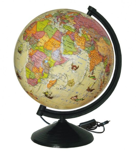 Глобус політичний під старовину (укр.мова) з підсвіткою