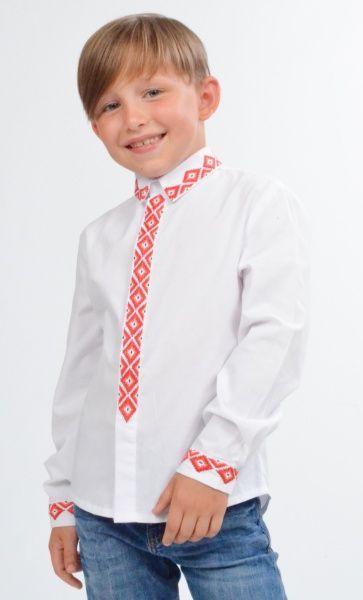 Вишиванка для хлопчиків Едельвіка 151-20/09 з червоною вишивкою р.122 білий 
