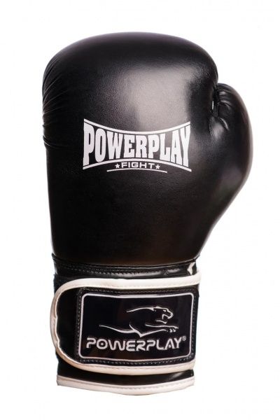 Боксерские перчатки PowerPlay р. 8 8oz 3019 черный с белым