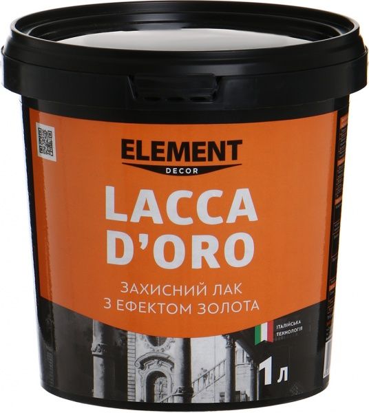 Лак Decor Lacca D’oro Element Decor оксамитовий мат 1 л прозорий золотий
