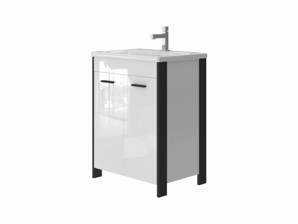 Тумба підлогова ЮВЕНТА Brooklyn - 65 чорний з умивальником Soft-65