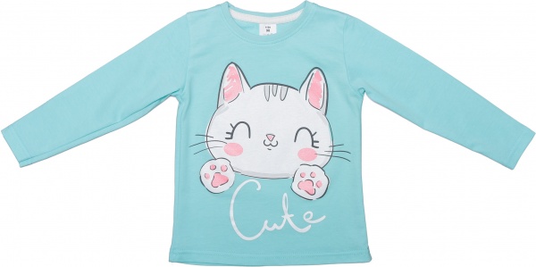 Футболка для дівчаток Luna Kids з принтом Cute р.122 ментоловий 