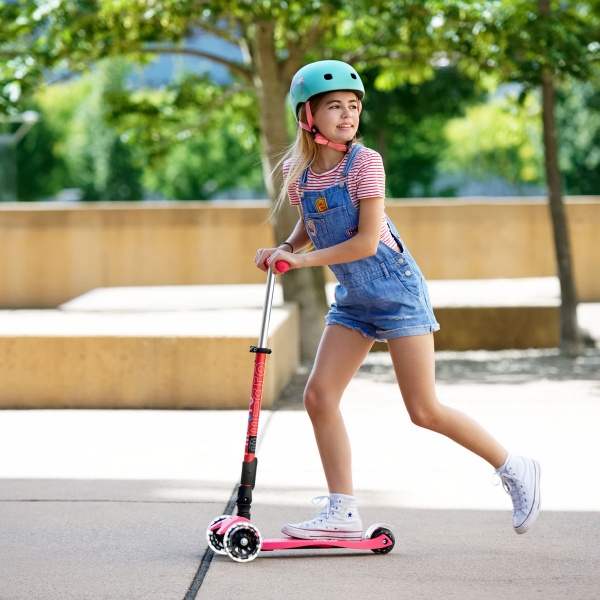 Самокат Micro Maxi Deluxe Foldable LED коралловый MMD093 