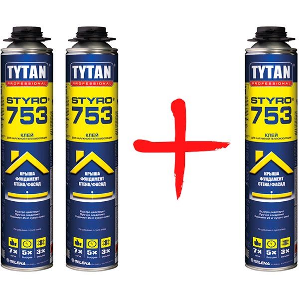 Пена-клей Tytan O2 STYRO 2+1 шт.