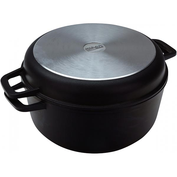 Кастрюля с антипригарным покрытием с крышкой-сковородой 5 л К502Р Biol