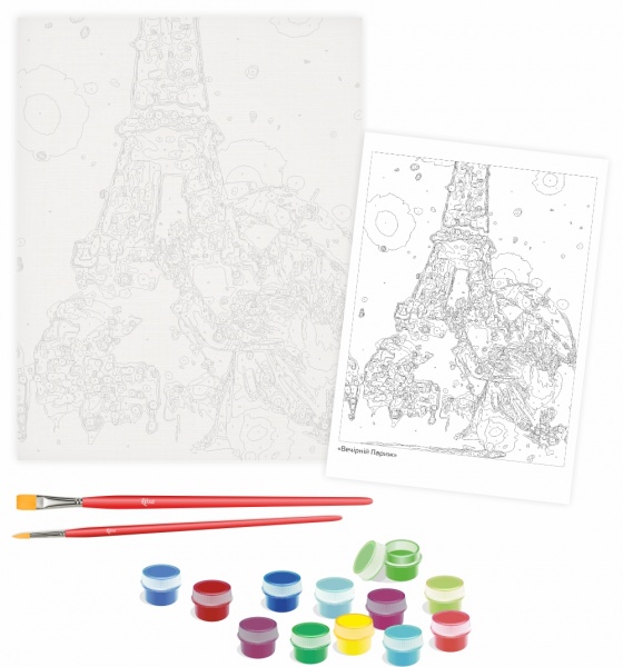 Набір, техніка акриловий живопис за номерами Вечірній Париж 35х45 см Rosa Start 