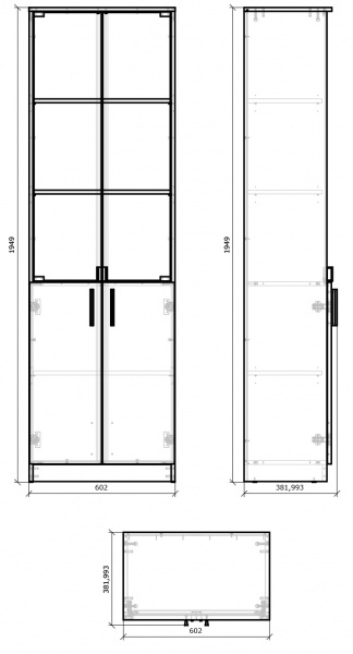 Книжный шкаф Грейд 6 2д+2д стекло Оптимал дуб сонома 