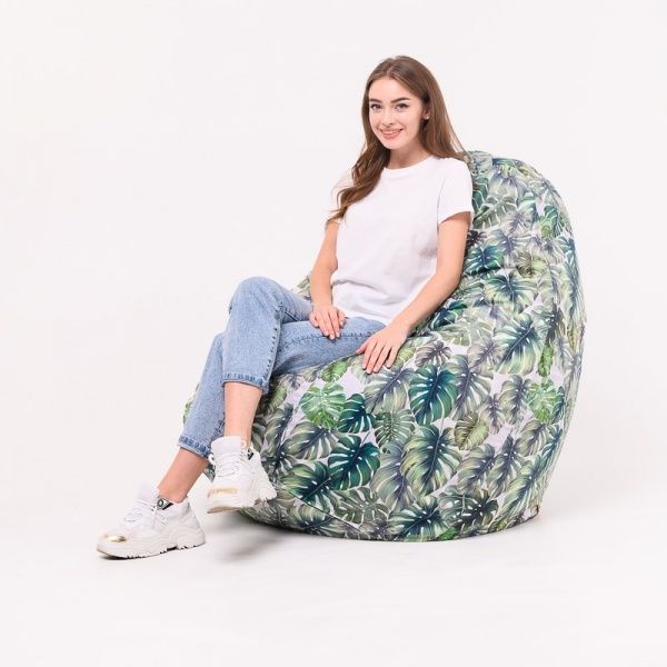 Кресло-мешок SanchoBag Груша Пальмовые листья М зеленый (38PG2PT513) 