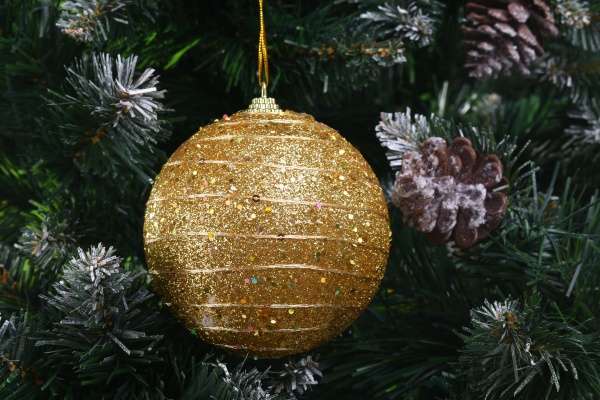 Куля новорічна Shunda пінопластиковий 100 мм золотий SDA200610G