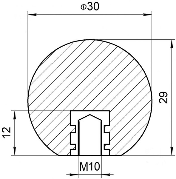 Гайка ручка D 30 мм М10 1 шт круглая