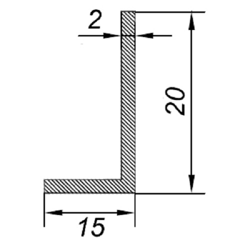 Кутник алюміній Braz Line 20x15x2,0 мм срібло 1 м 20x15x2x1000 мм