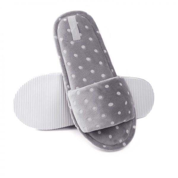 Тапки домашние Twins HS-VL велюровые в горошек р. 40 серый 