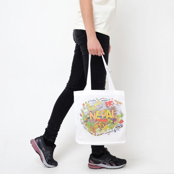 Сумка-шоппер 4PROFI Nepal 40x35 см белый с рисунком 