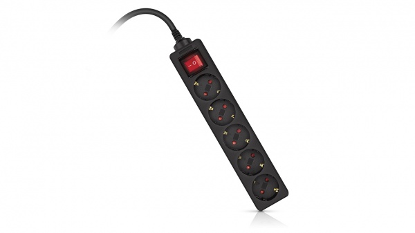 Фильтр-удлинитель Real-el RS-Protect M с заземлением 5 гн. черный 3 м