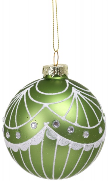Елочная игрушка в форме шара с узором 8 см 