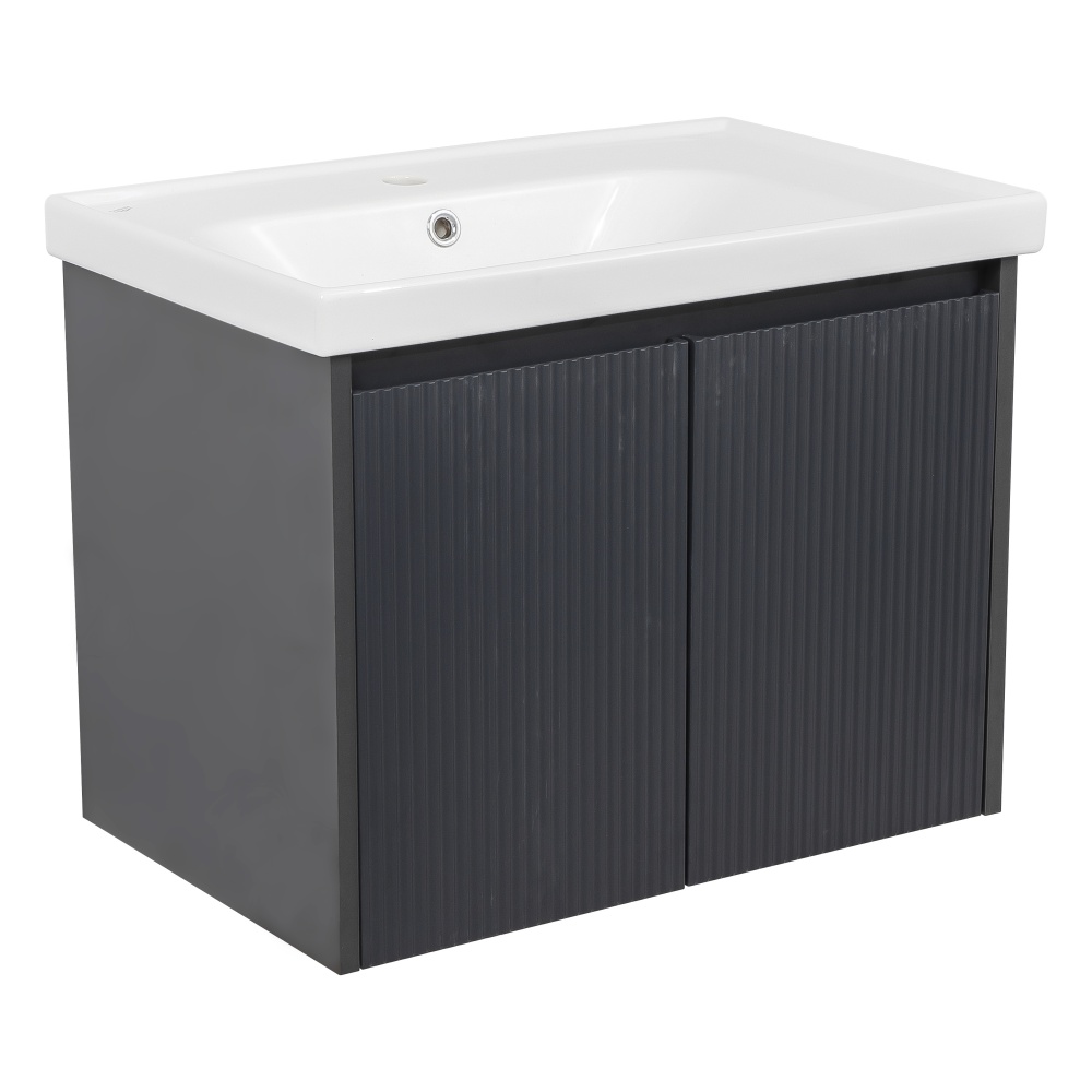Тумба подвесная Aqua Rodos БАРСЕЛОНА с умывальником Frame 70 см антрацит