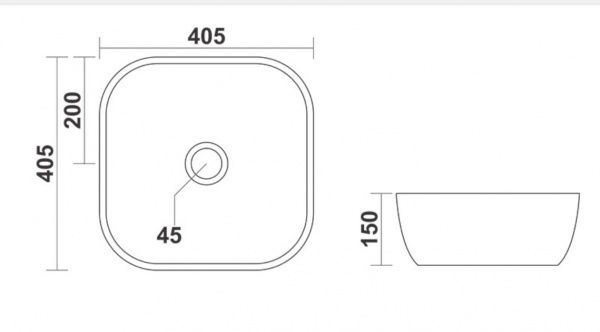 Умывальник с отверстием Sonet Rikon 40,5х14,5 см