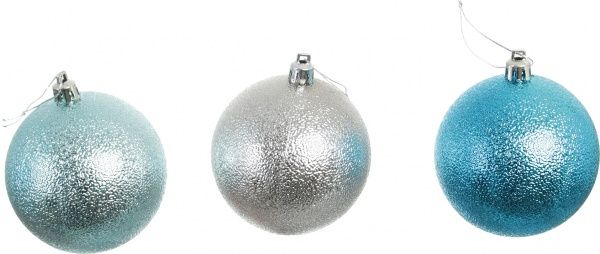 Набор елочных шаров пластиковых рельефных голубой d80 мм 24 шт./уп. 