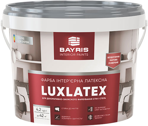 Фарба інтер'єрна латексна Bayris LUXLATEX мат білий 4,2кг 