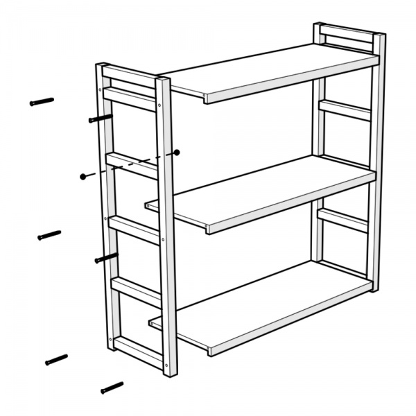 Стеллаж деревянный PROзапас натуральный 872x796x284 мм полка 3 шт. дерево 28 мм без покрытия 
