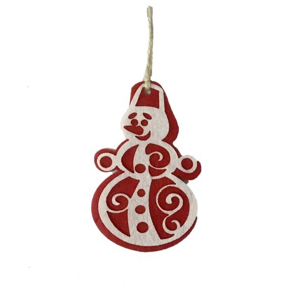 Декор подвес из фетра снеговик