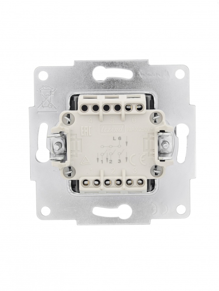 Вимикач триклавішний Lezard Vesna сірий 742-3588-109