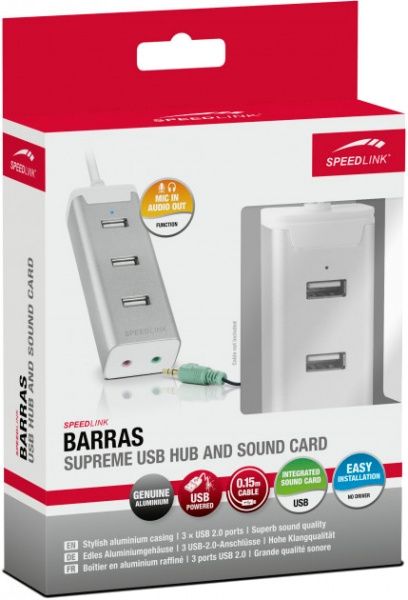 Концентратор Speedlink Barras Supreme 3хUSB 2.0 Silver