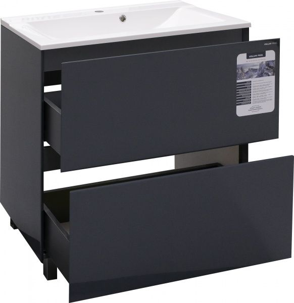 Тумба підлогова Koller Pool підлогова Neon Cube 800 антрацит з умивальником GLR 80