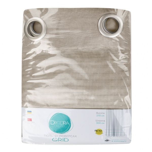 Тюль Grid 300х278 см мокко Decora textile