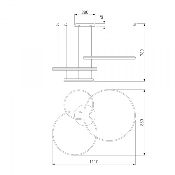 Светильник светодиодный Strotskis Gap LED пульт ДУ/Wi-Fi 160 Вт золото 90280/3 (золото) 