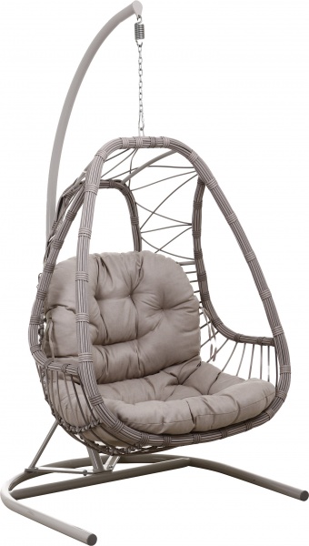 Кресло-кокон Феникс плетение ромб кофе с молоком