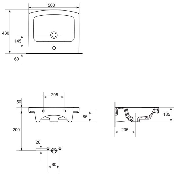 Умывальник мебельный Cersanit Easy 50 02012