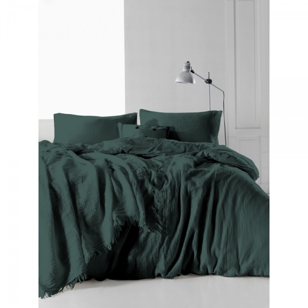 Комплект постільної білизни Muslin Dark Green 2.0 зелений SoundSleep 
