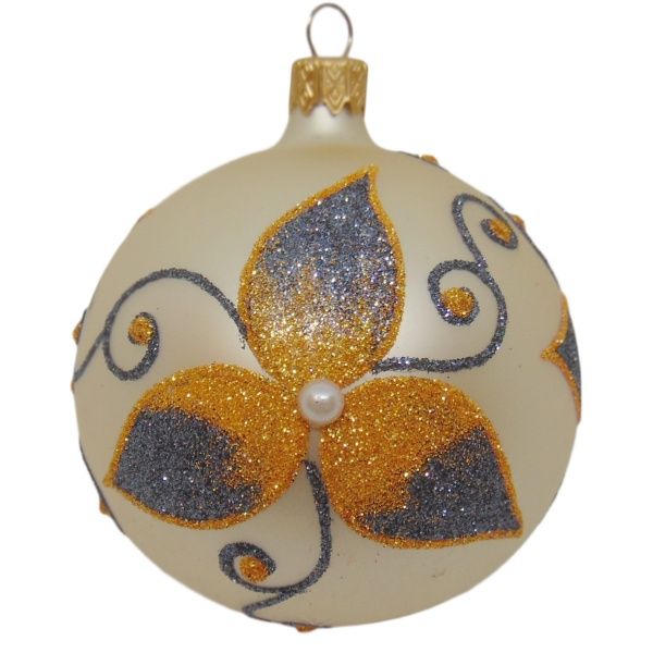 Шар новогодний d80 беж./фиолет. 9588/705515 