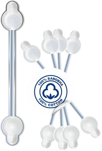 Ватные палочки Білосніжка 60 шт. (квадратная)