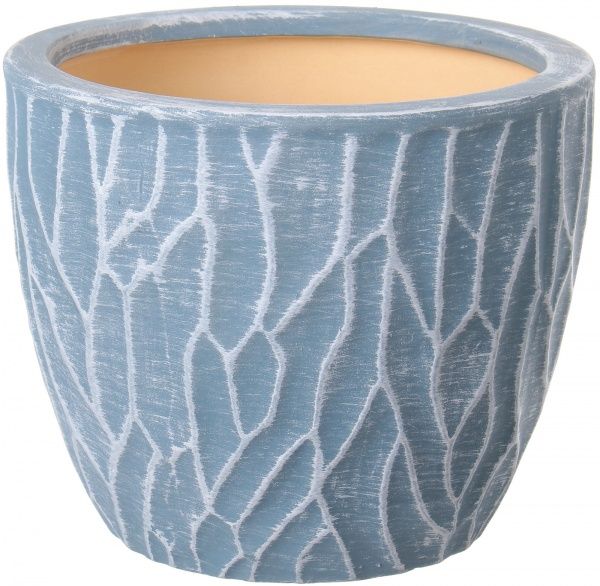 Горщик Viet Thanh Ceramic з блюдцем грань 22х18 см VT.11559-2 круглий синій 