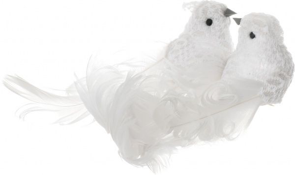 Новорічна декорація Пташки білі 11 см