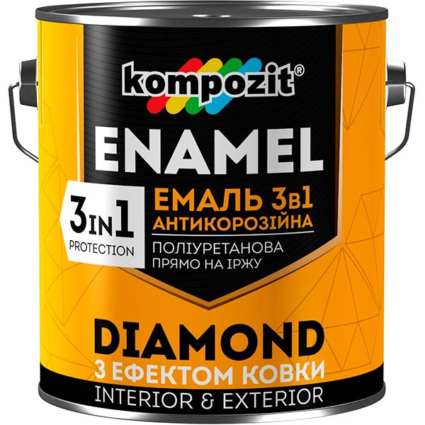 Емаль Kompozit антикорозійна 3 в 1 DIAMOND графіт металевий 2,5л