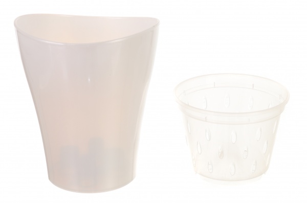 Горщик для орхідей Алеана Ніка 13х15,5см фігурний 1 л біла перлина 