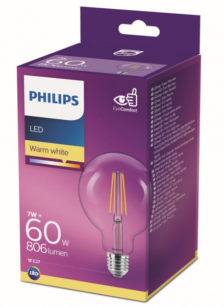 Лампа светодиодная Philips G93 7 Вт E27 2700 К 220-240 В прозрачная 929001387901 