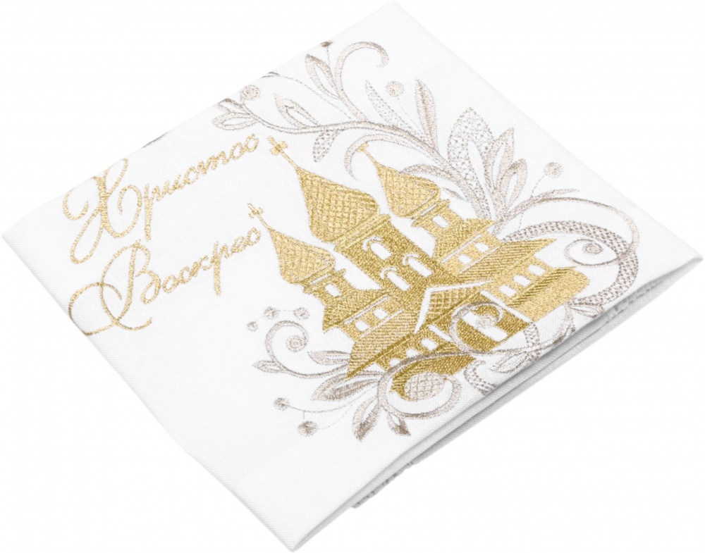 Рушник великодній 434-24/09 30x70 см Едельвіка білий із золотим