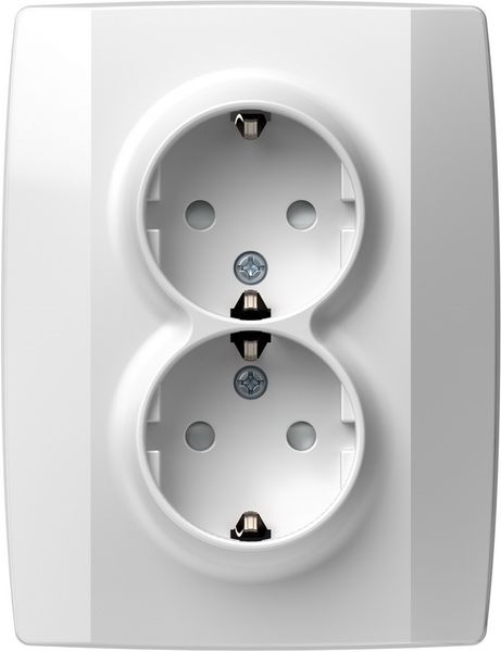 Розетка подвійна із заземленням TEM Logiq зі шторками без кришки білий VQ16PW-U